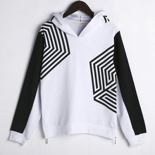 Load image into Gallery viewer, Loose Hooded Sweatshirt Casual Unisex Kpop Exo Hoodie Cobweb Printed Moleton Feminino Exo Side Zipper Lunhan Street Sudaderas