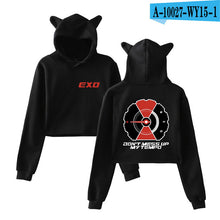 Load image into Gallery viewer, EXO Kpop Printed Cat Ear crop top Hoodies for Women  Sweatshirts