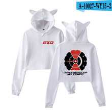 Load image into Gallery viewer, EXO Kpop Printed Cat Ear crop top Hoodies for Women  Sweatshirts