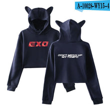 Load image into Gallery viewer, EXO Kpop Printed Cat Ear crop top Hoodies for Women  Sweatshirts