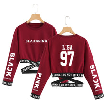 Load image into Gallery viewer, Blackpink Cropped O-Neck Sweatshirt Women
