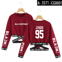 Load image into Gallery viewer, Blackpink Cropped O-Neck Sweatshirt Women
