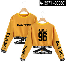 Load image into Gallery viewer, Blackpink Cropped O-Neck Sweatshirt Women