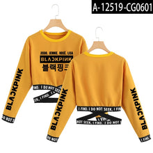 Load image into Gallery viewer, Blackpink Cropped O-Neck Sweatshirt Women